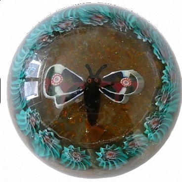 Fermacarte in vetro di Murano con farfalla attribuito ai Fratelli Toso, anni '20