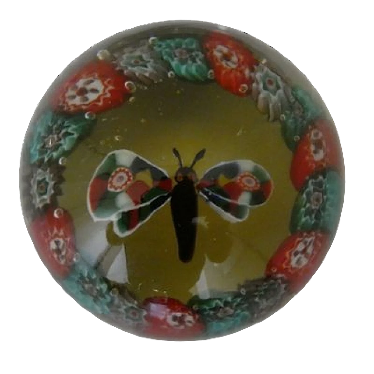 Murano glass paperweight with butterfly and murrine attributed to Fratelli Toso, 1920s 7