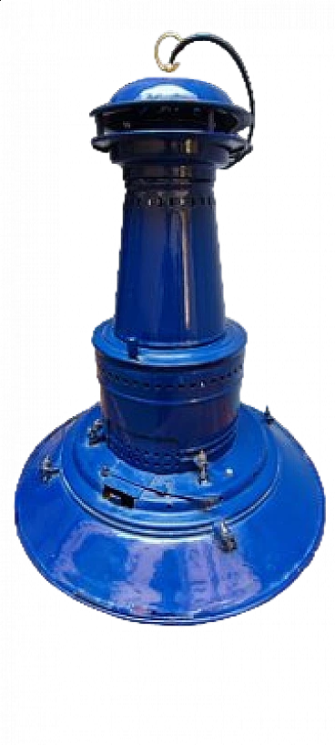 Lampada navale a sospensione in metallo blu, anni '50