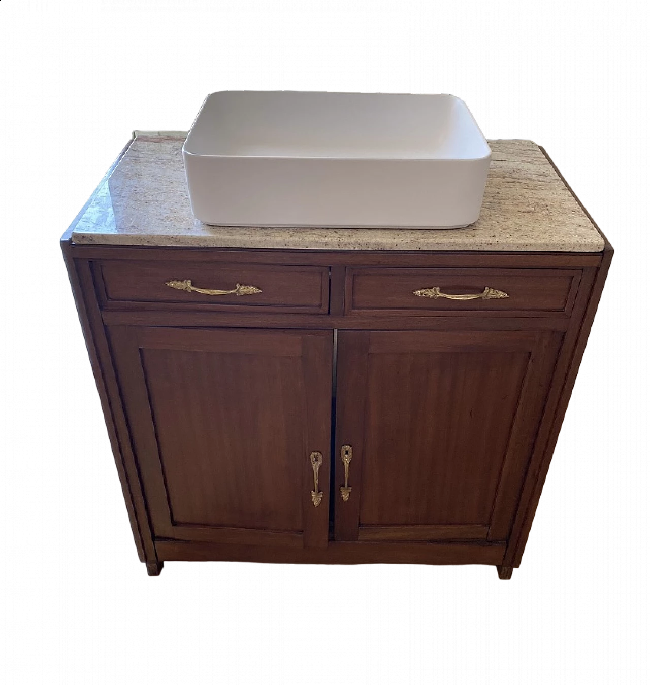 Mobile da bagno con piano in marmo rosato, inizio '900 9