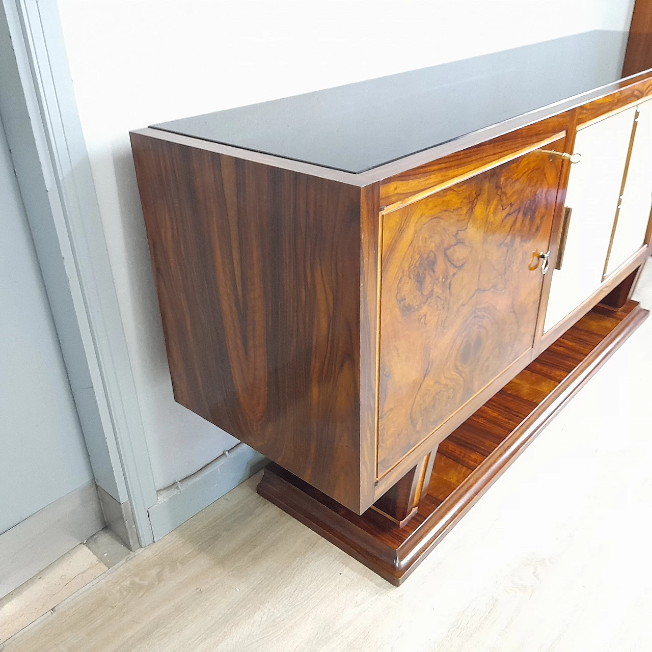 Art Deco sideboard in rosewood and parchment, 1940s 4