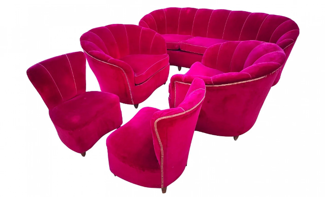 4 Armchairs and sofa by Gio Ponti for Casa & Giardino, 1940s 6