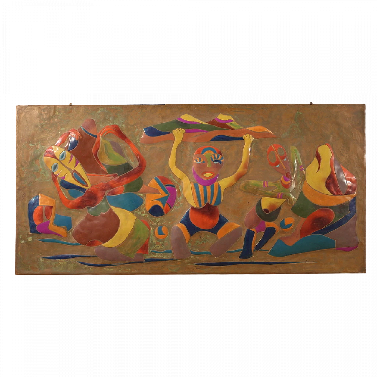 Pannello in rame sbalzato, cesellato e dipinto, 1981 16