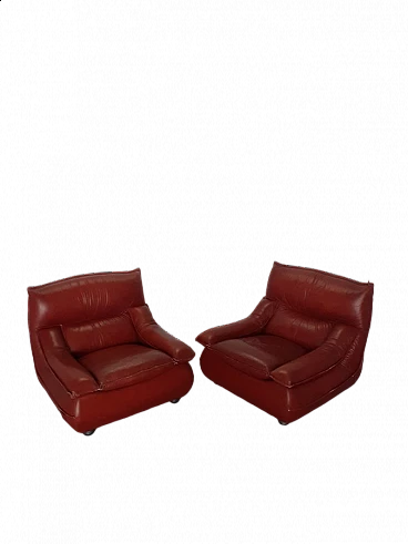 Pair of leather armchairs by Lev & Lev, 1970s