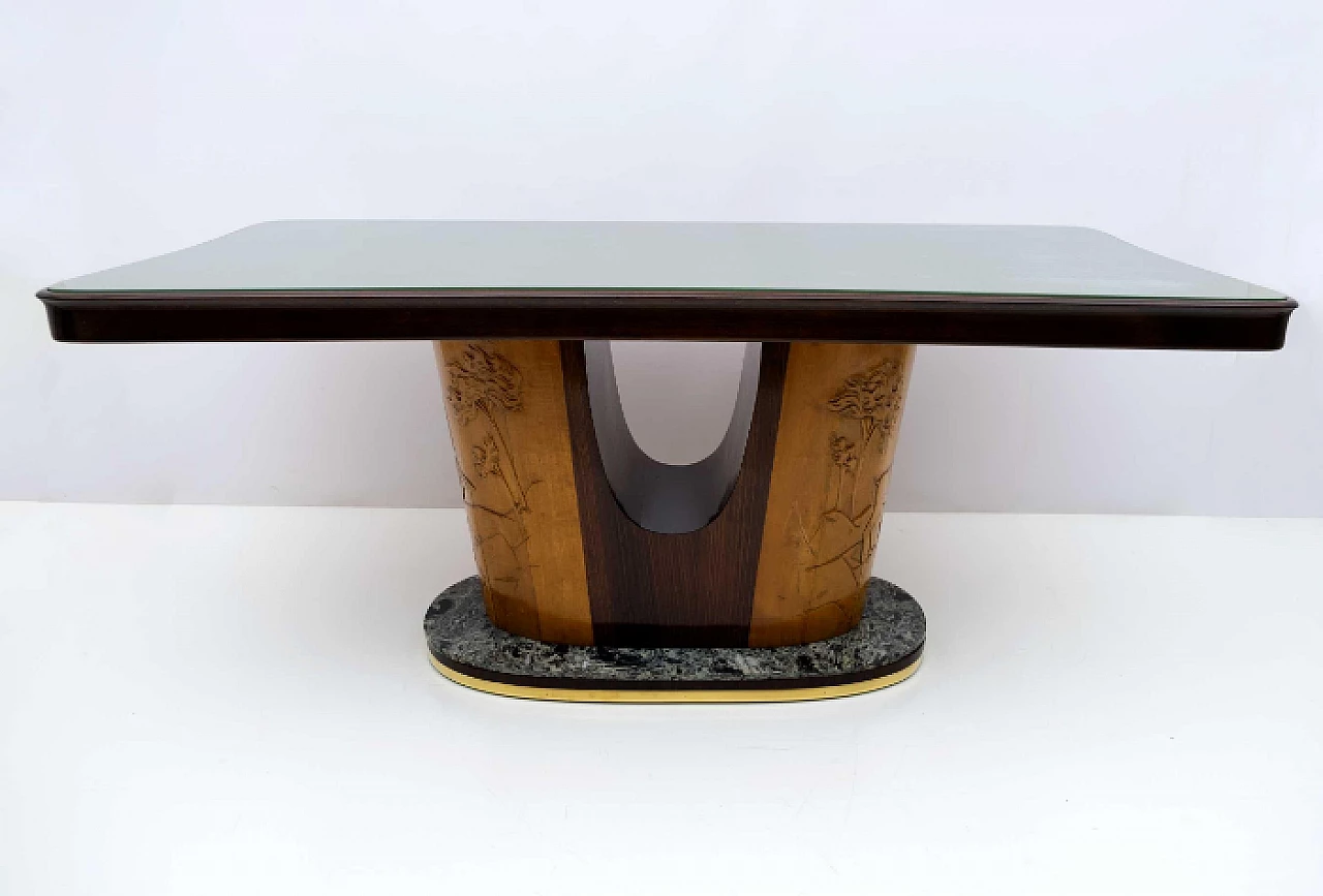 Art Deco maple, marble and glass table by Vittorio Dassi, 1950s 3