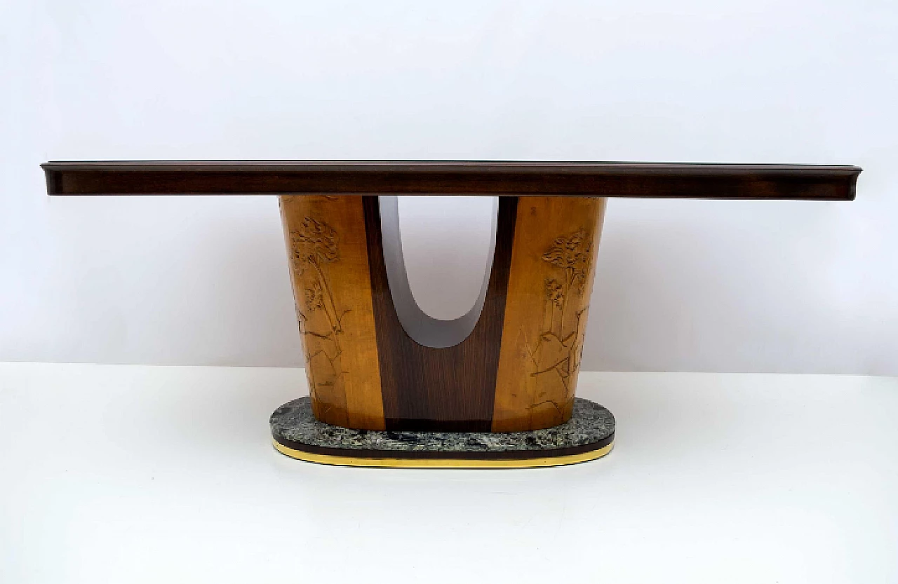 Art Deco maple, marble and glass table by Vittorio Dassi, 1950s 5