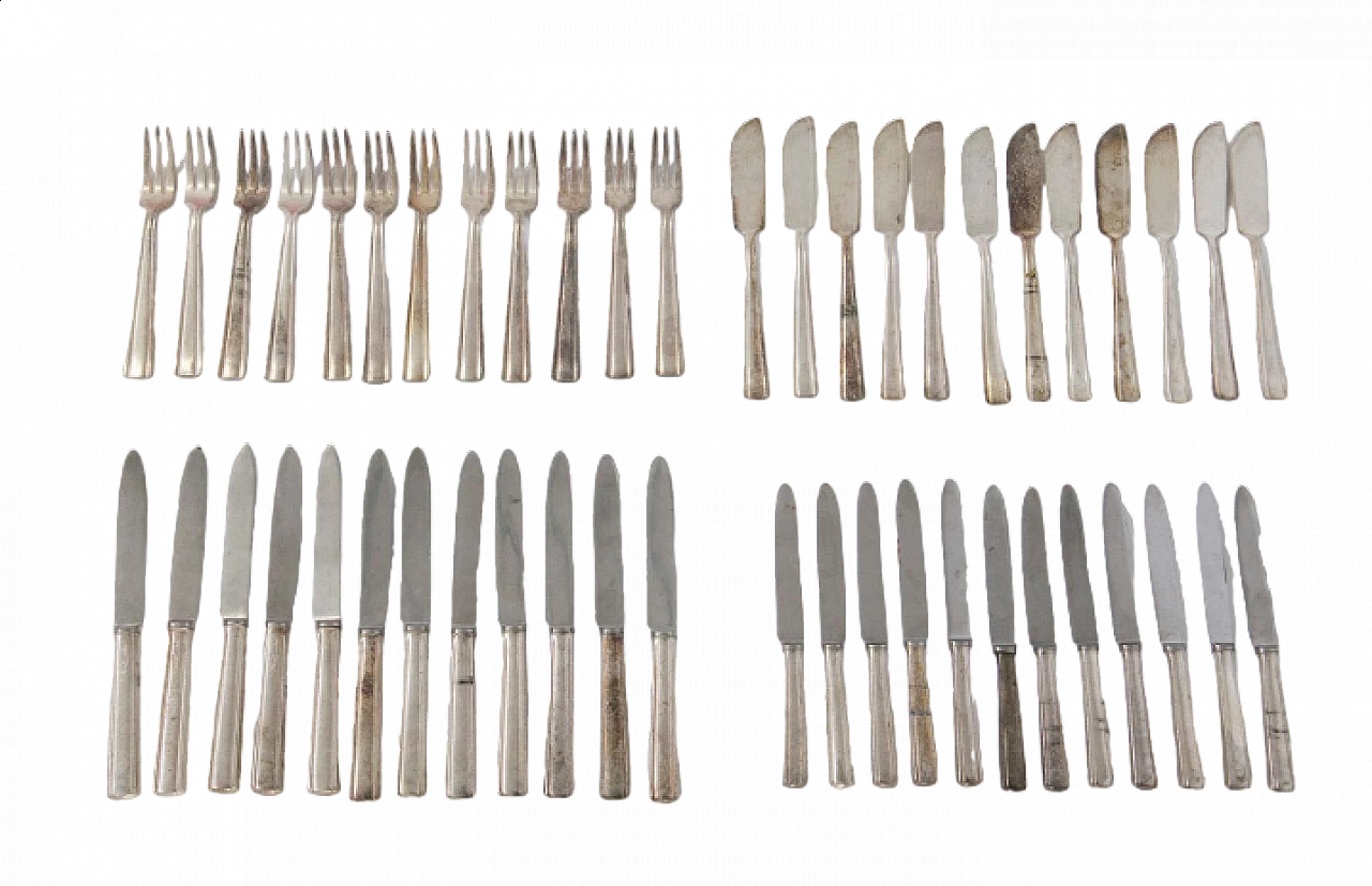 48 Silver-plated metal cutlery by Gio Ponti for Krupp, 1950s 12