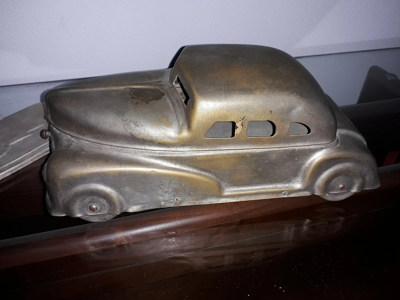 Brass car-shaped watercolor box by Betel Motor Car, 1930s 2