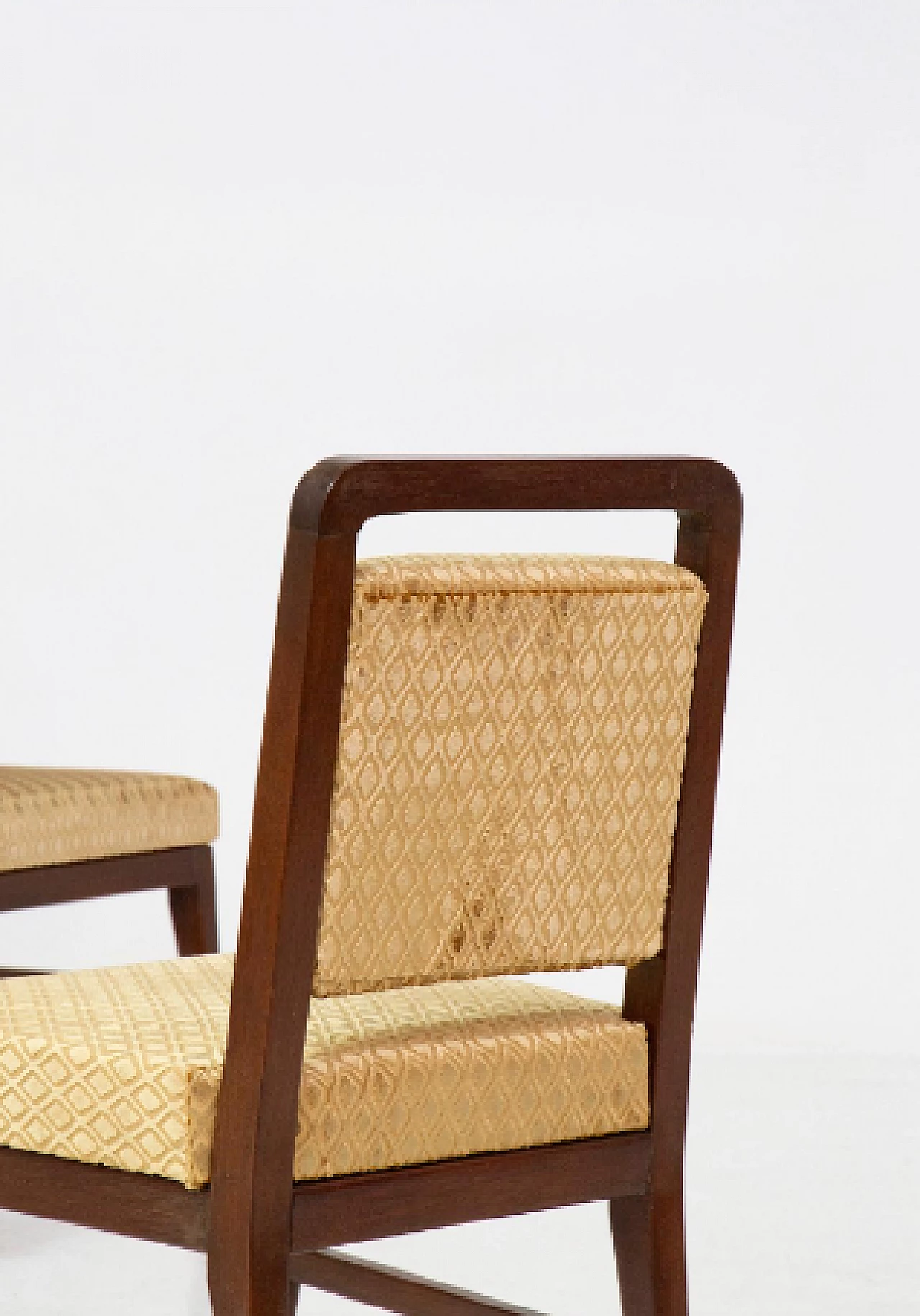 6 Wood and yellow velvet chairs attributed to Edward Wormley, 1950s 4