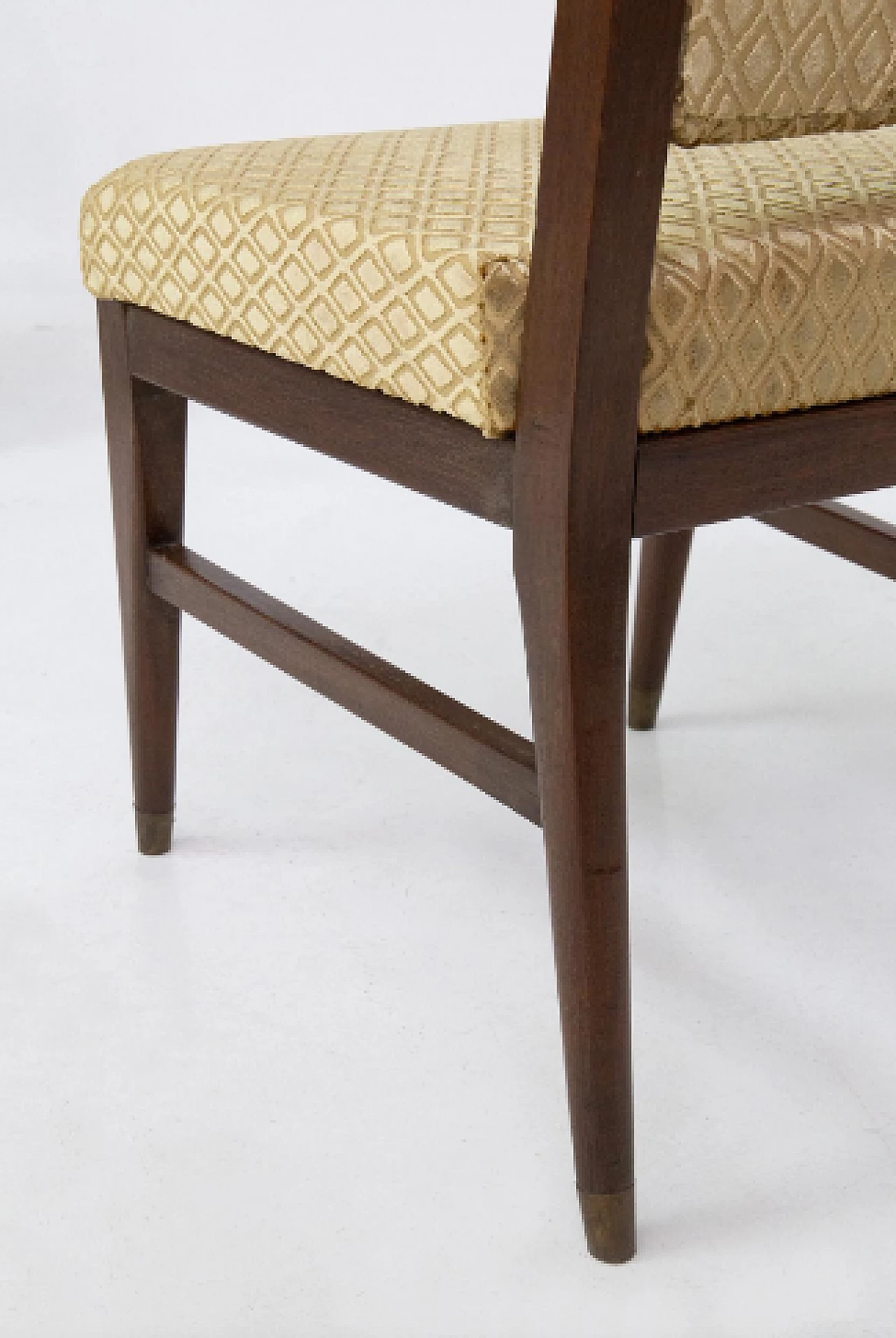 6 Wood and yellow velvet chairs attributed to Edward Wormley, 1950s 5