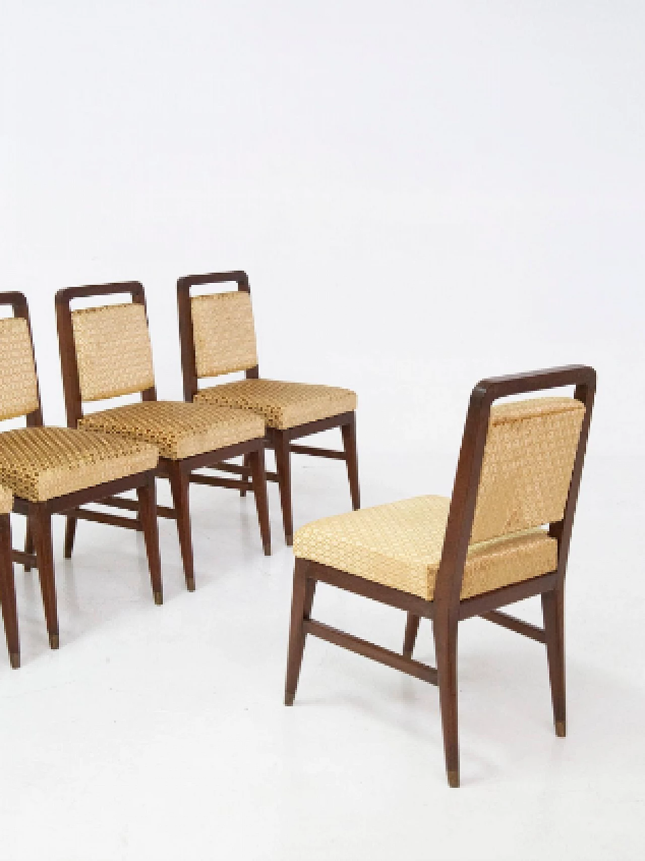 6 Wood and yellow velvet chairs attributed to Edward Wormley, 1950s 8
