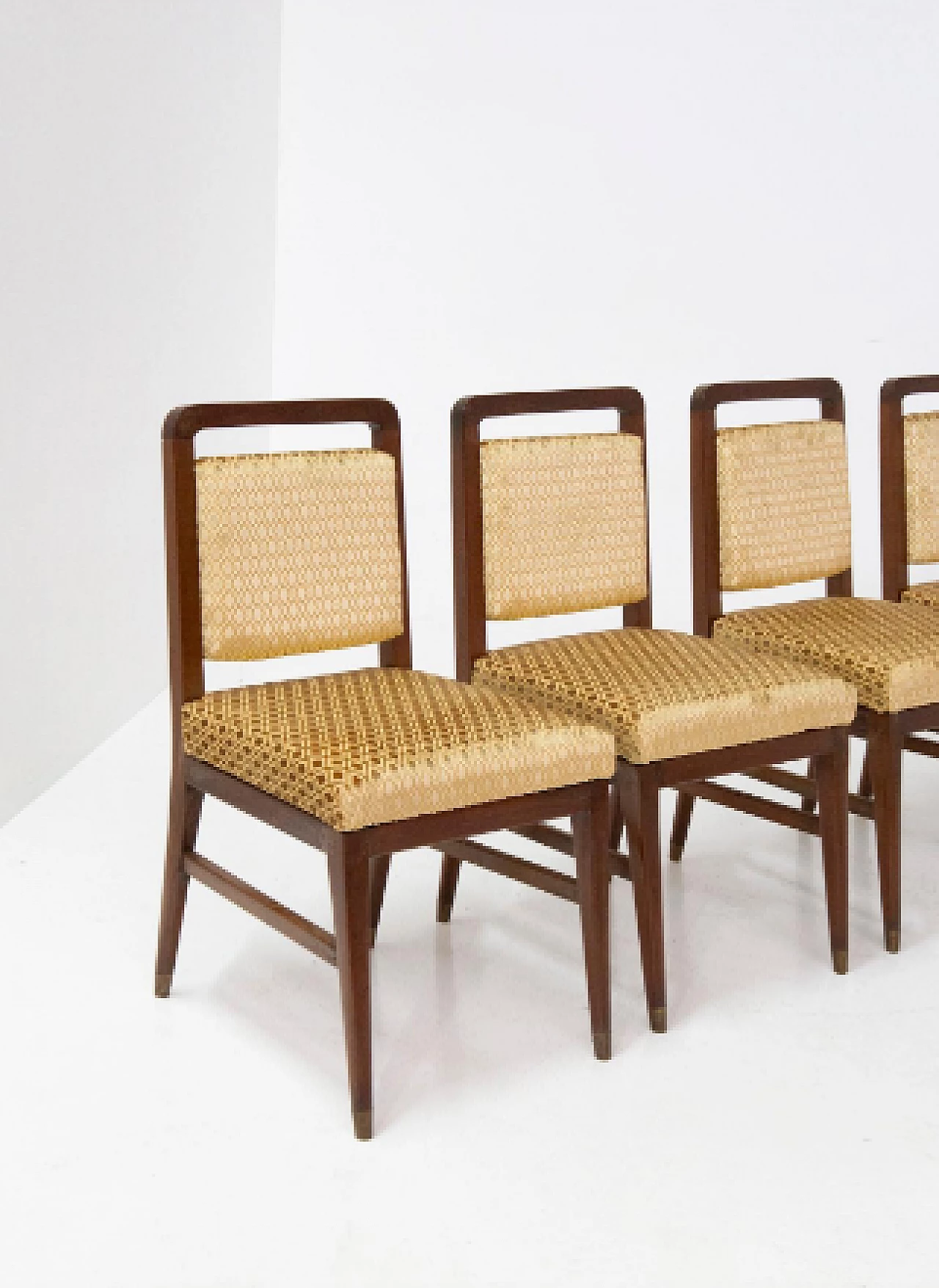 6 Wood and yellow velvet chairs attributed to Edward Wormley, 1950s 9