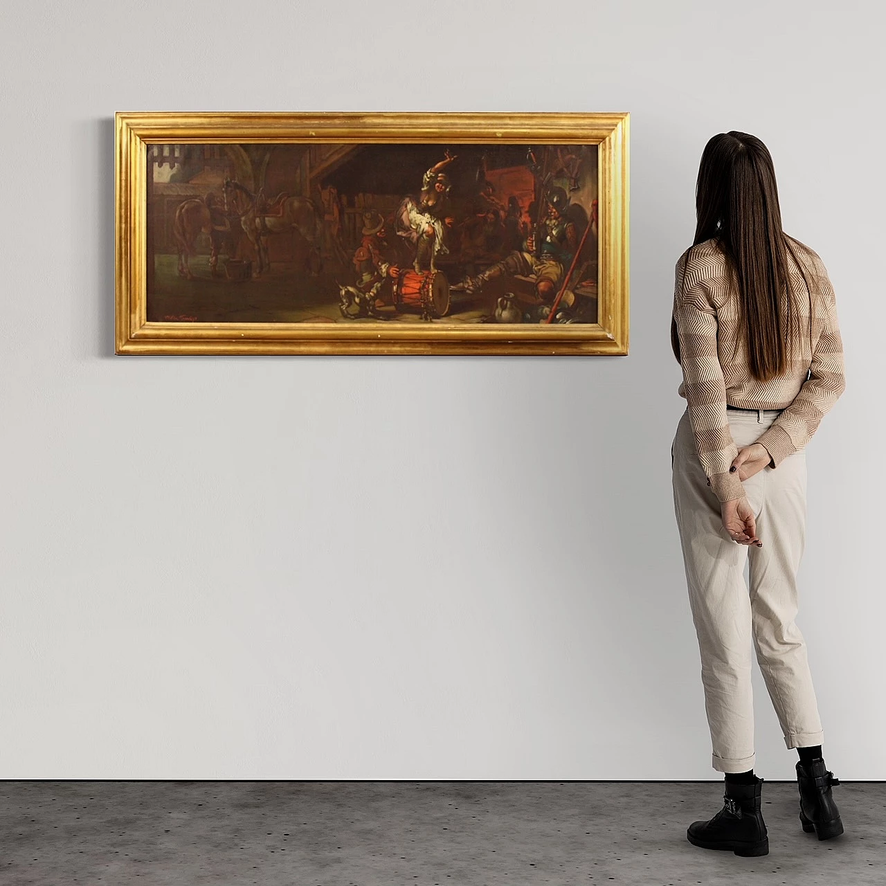 Mattia Traverso, tavern genre scene, oil painting on canvas 1