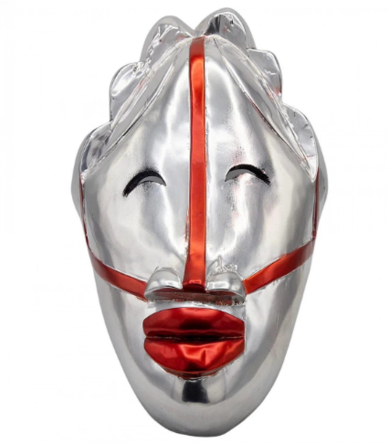 Bomberbax, maschera africana in legno verniciato argento e rosso 1