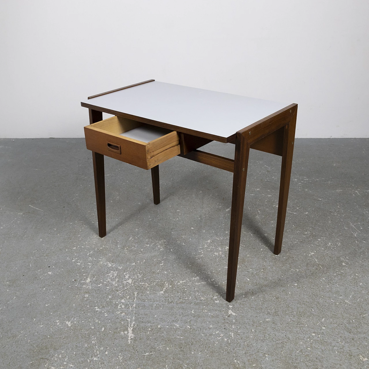 Teak writing desk with drawer and Formica top, 1960s 9
