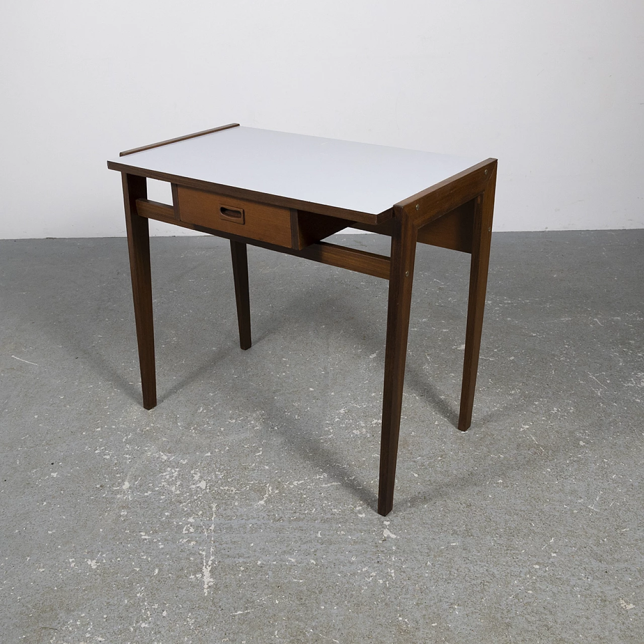 Teak writing desk with drawer and Formica top, 1960s 10
