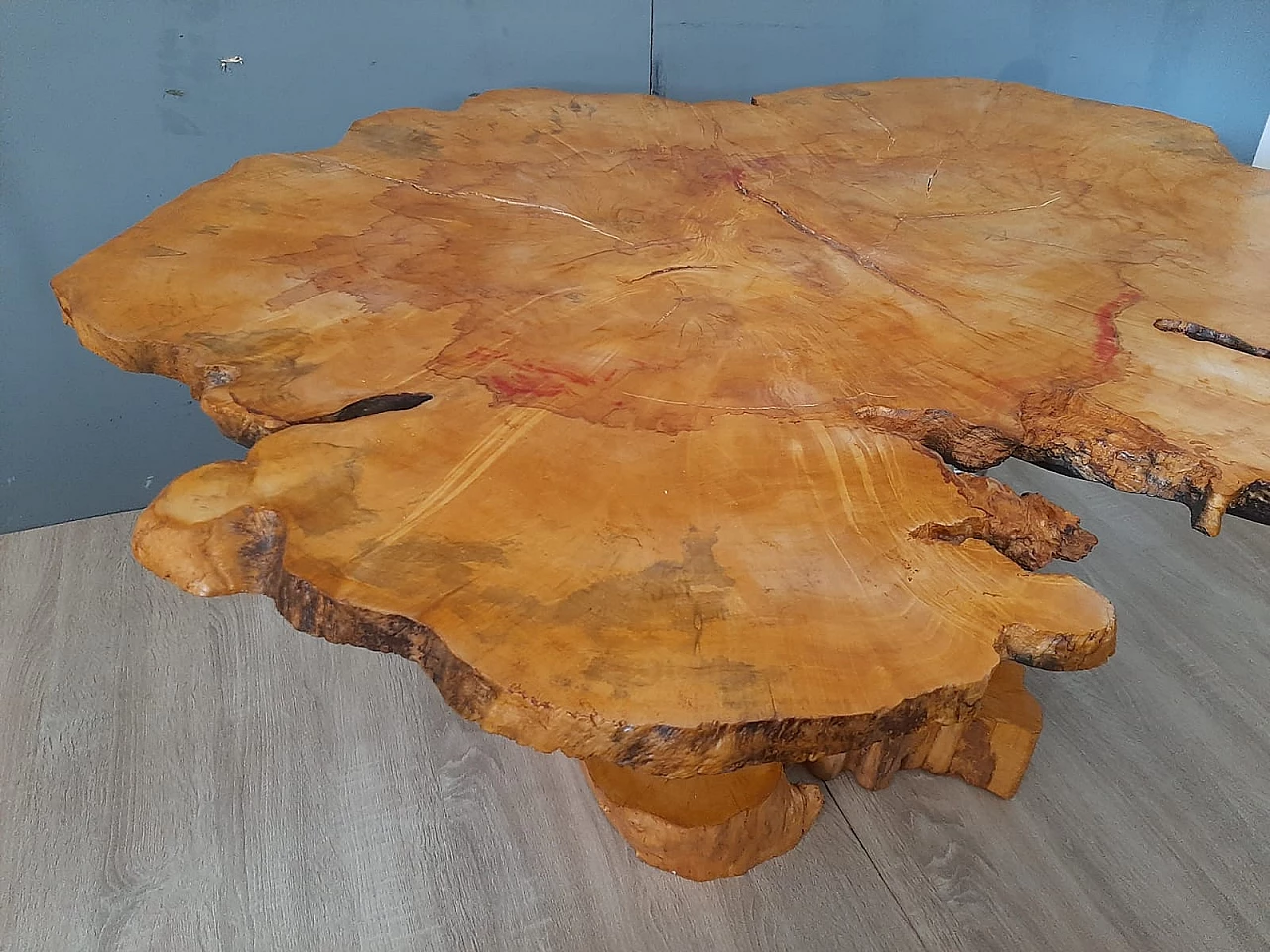 Plane tree wood and iron coffee table 12