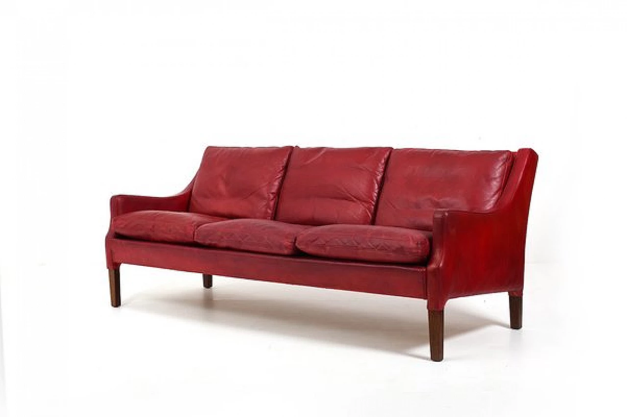 Red leather sofa by Arne Wahl Iversen, 1960s 1