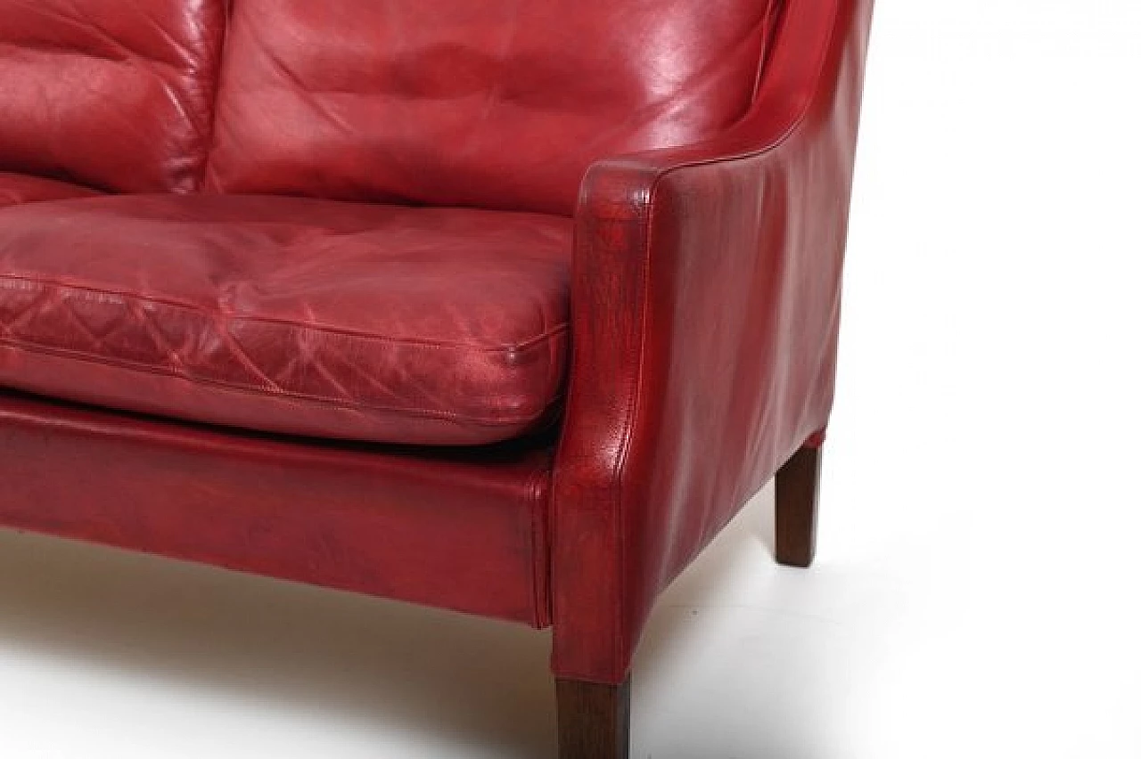 Red leather sofa by Arne Wahl Iversen, 1960s 4