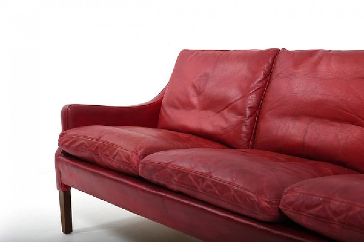 Red leather sofa by Arne Wahl Iversen, 1960s 5