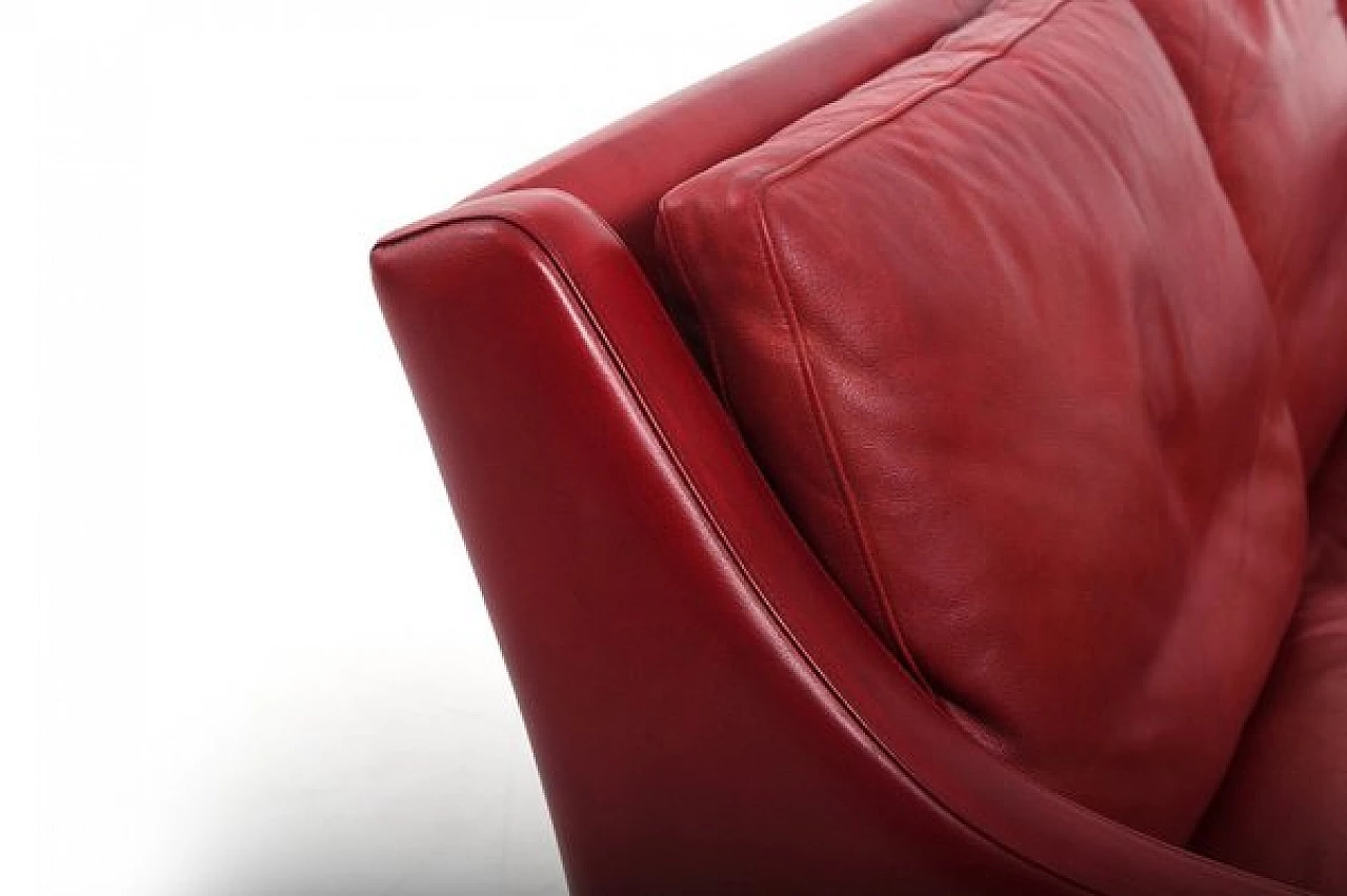 Red leather sofa by Arne Wahl Iversen, 1960s 8