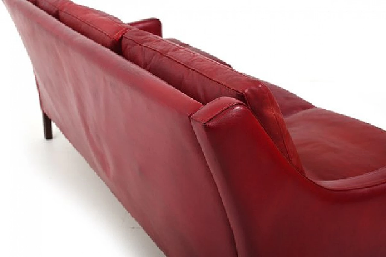 Red leather sofa by Arne Wahl Iversen, 1960s 10
