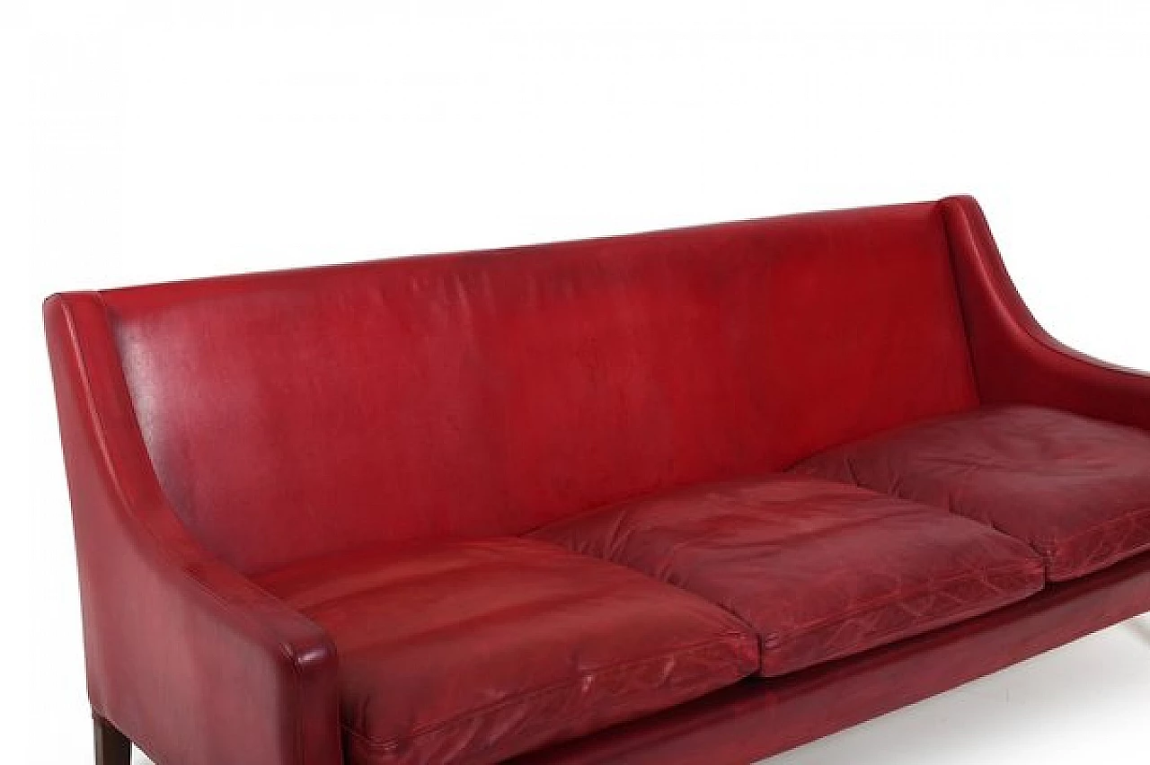 Red leather sofa by Arne Wahl Iversen, 1960s 11
