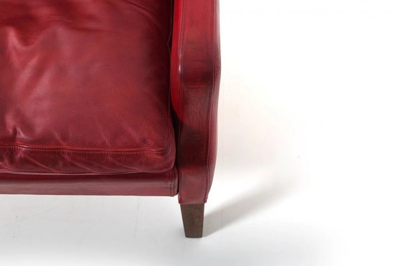 Red leather sofa by Arne Wahl Iversen, 1960s 12