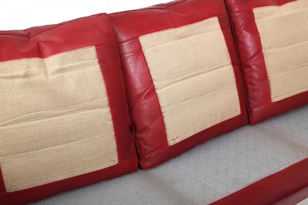 Red leather sofa by Arne Wahl Iversen, 1960s 13