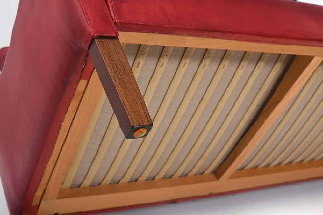 Red leather sofa by Arne Wahl Iversen, 1960s 14