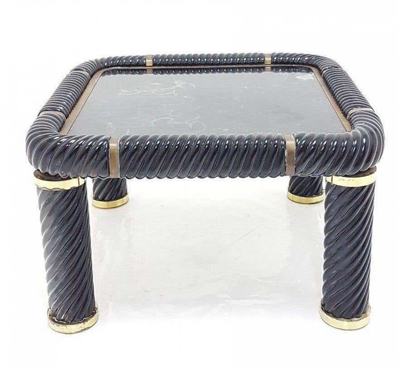 Ceramic coffee table with brass fittings by Tommaso Barbi, 1970s 1