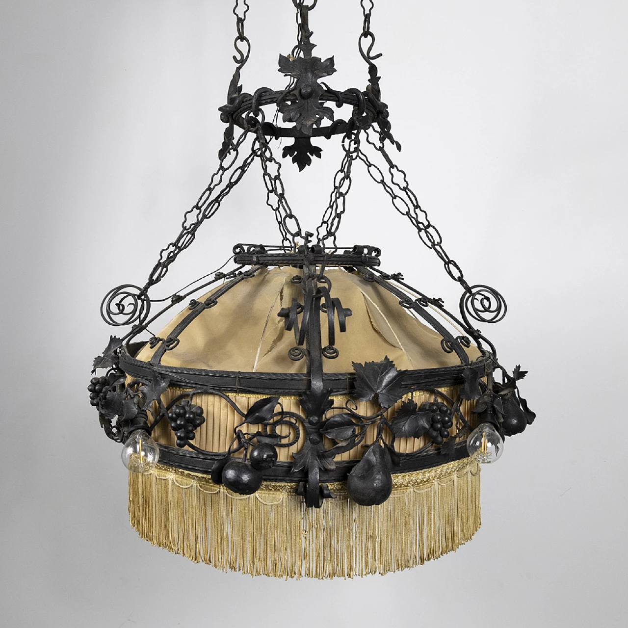 Decorated metal chandelier, 1940s 1