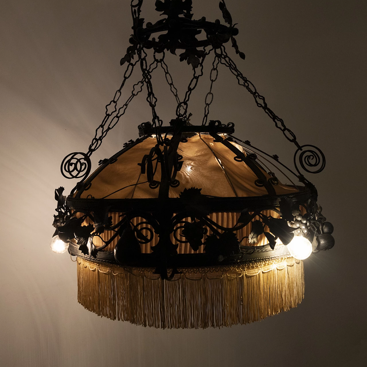 Decorated metal chandelier, 1940s 5