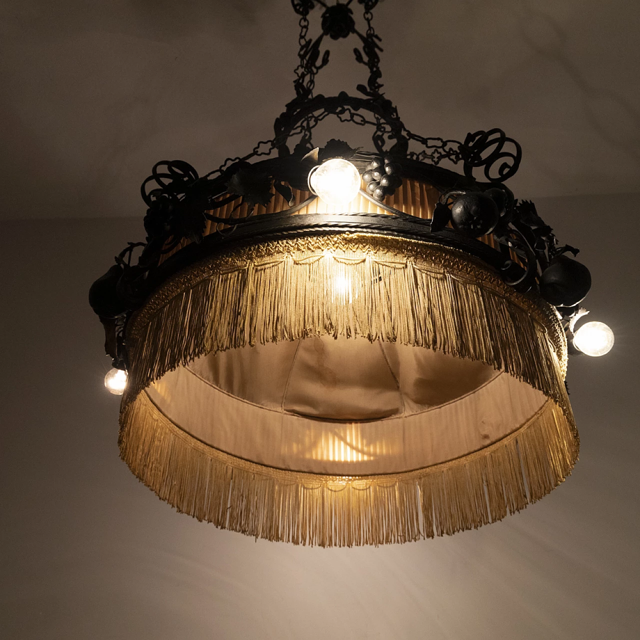 Decorated metal chandelier, 1940s 6