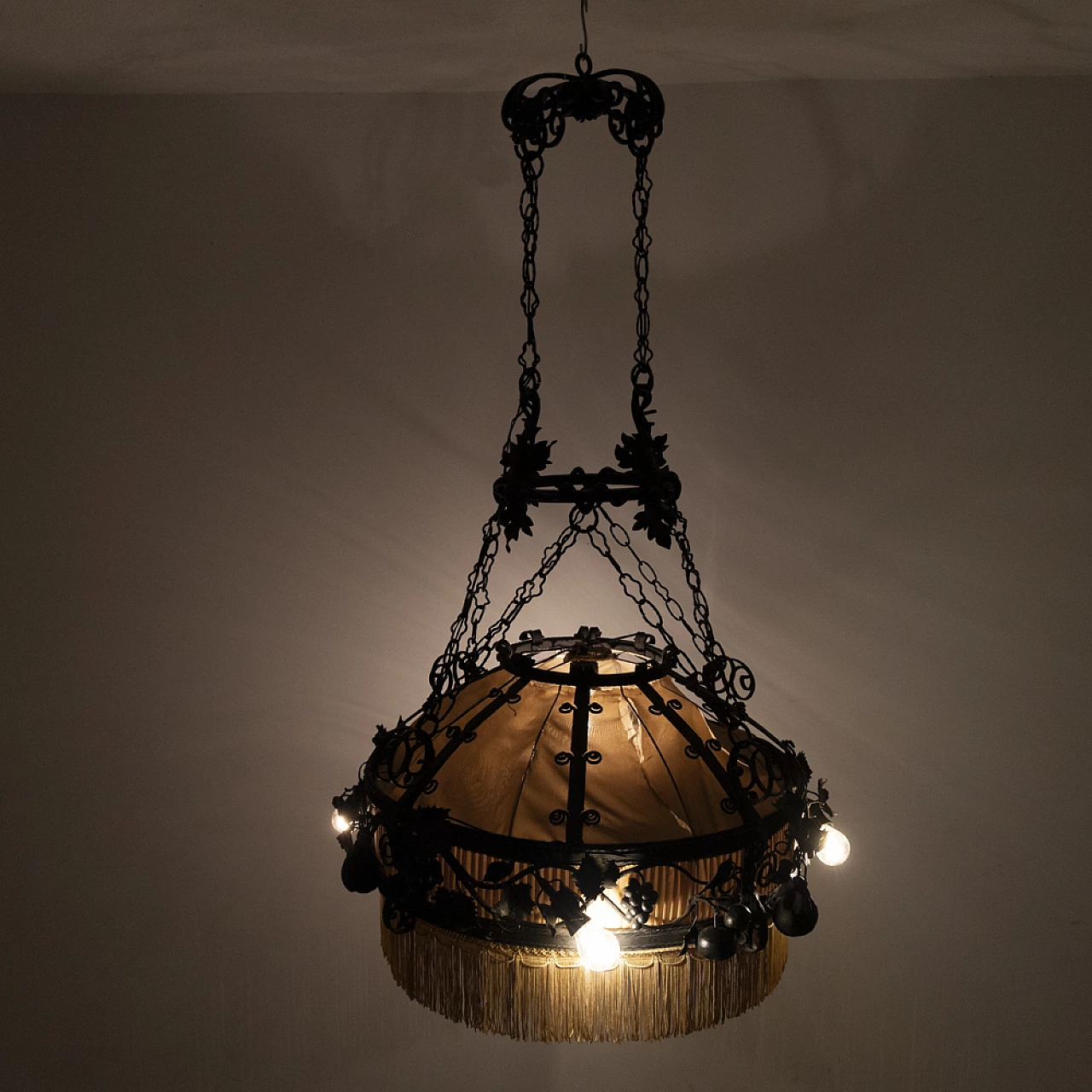 Decorated metal chandelier, 1940s 8
