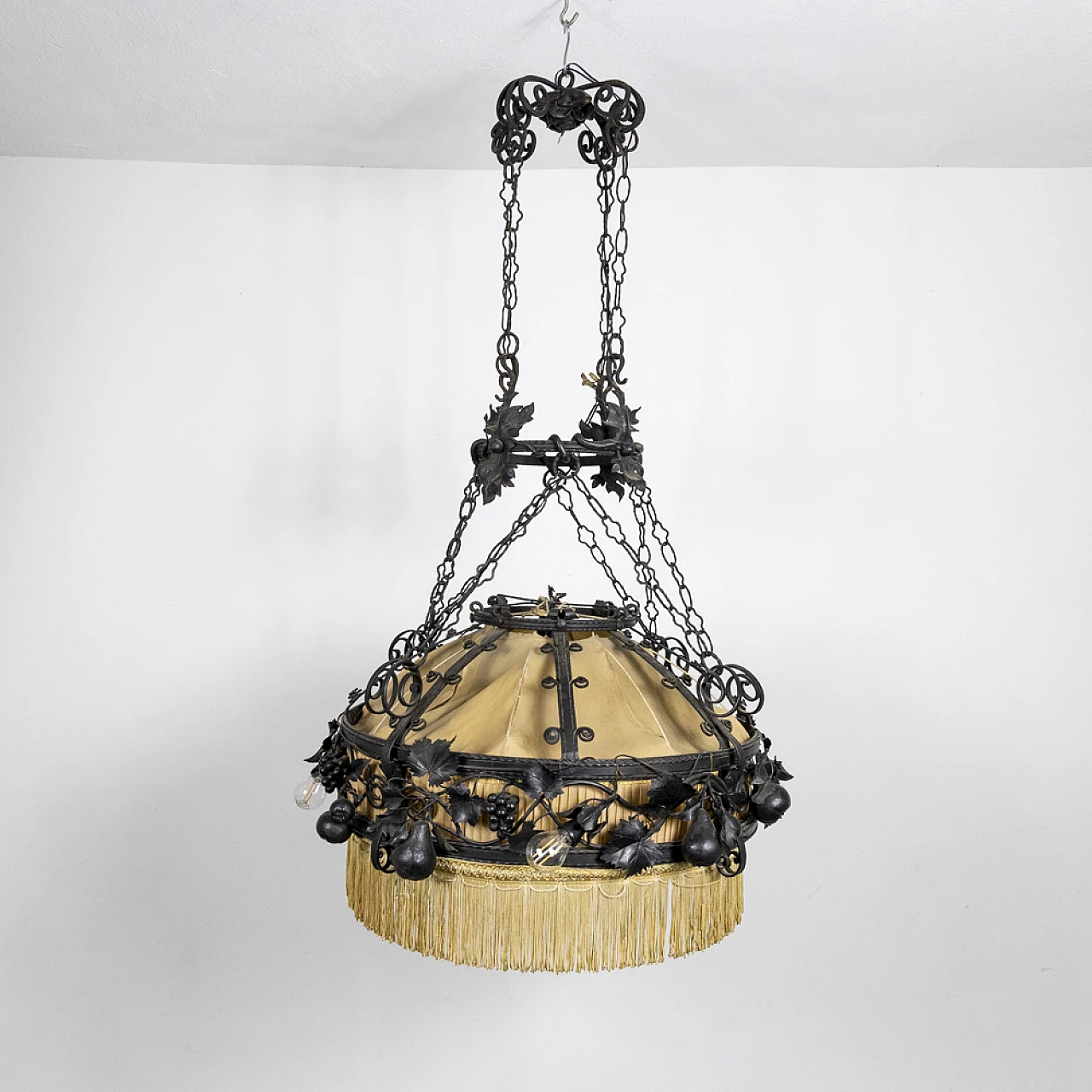 Decorated metal chandelier, 1940s 11