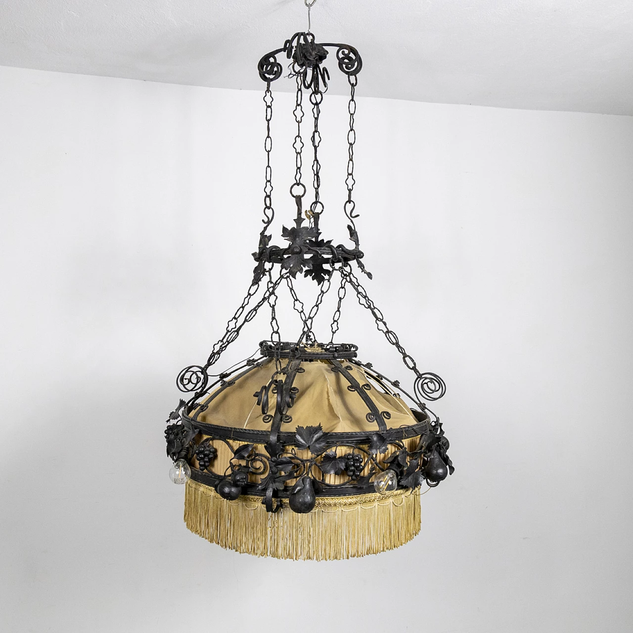Decorated metal chandelier, 1940s 12