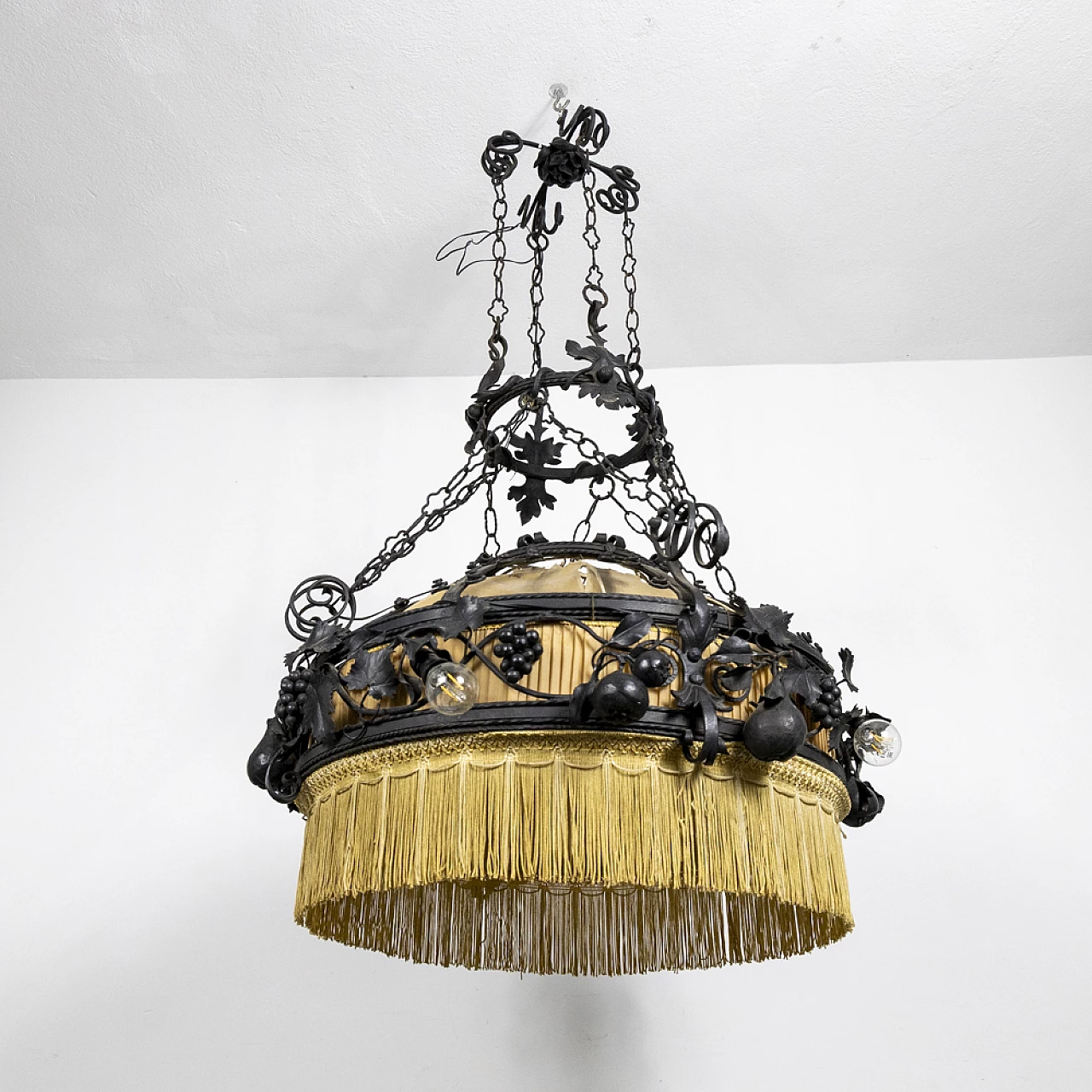 Decorated metal chandelier, 1940s 14