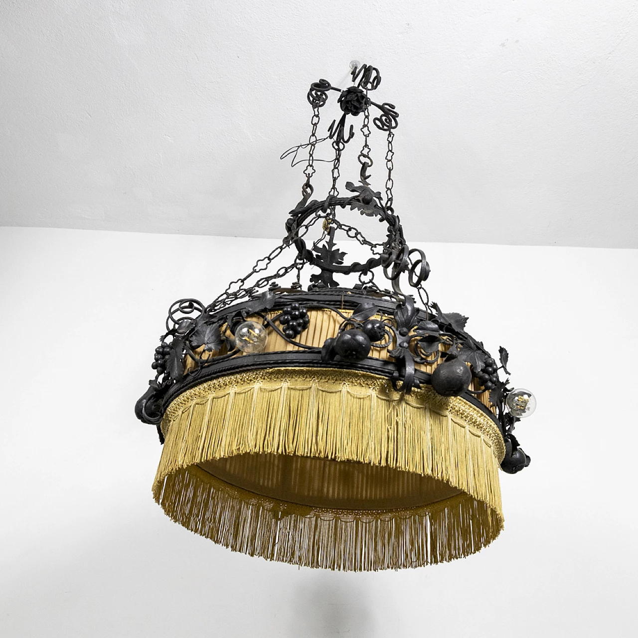 Decorated metal chandelier, 1940s 15