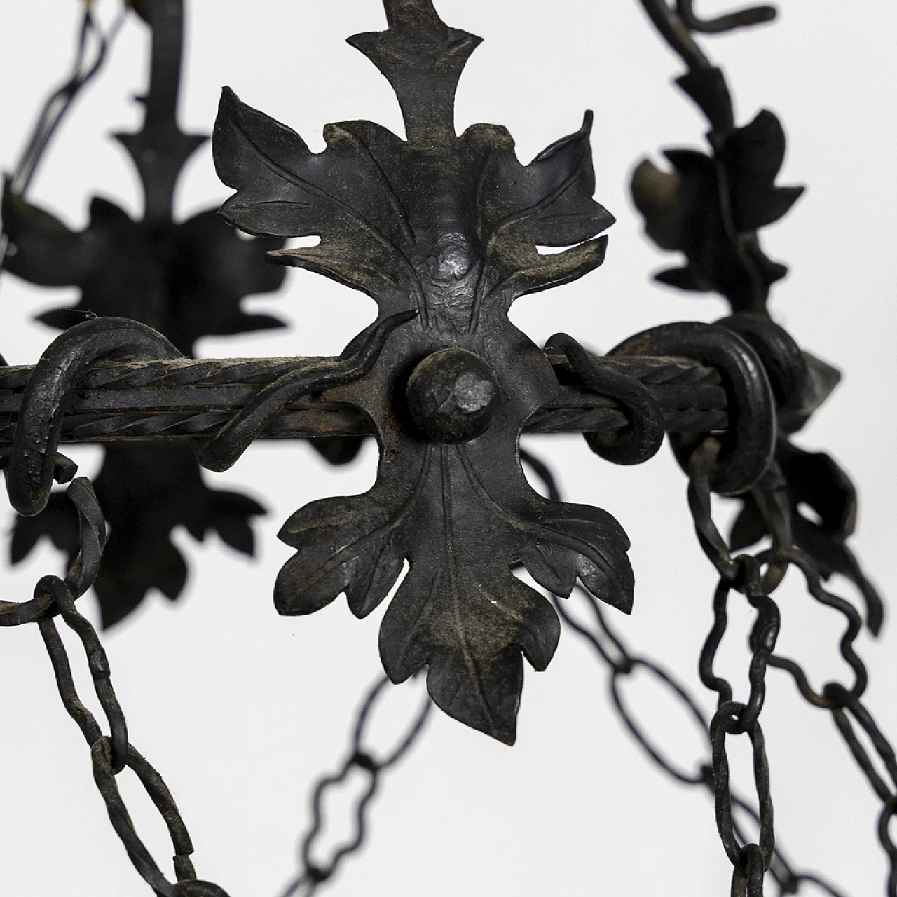 Decorated metal chandelier, 1940s 18