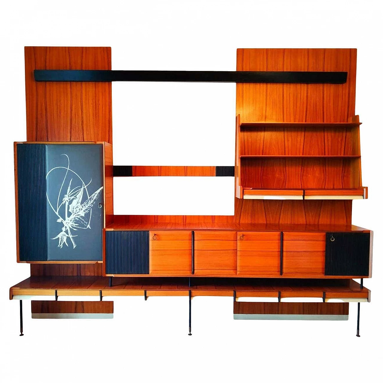 Bookcase with abstract decoration in the style of Osvaldo Borsani, 1960s 1