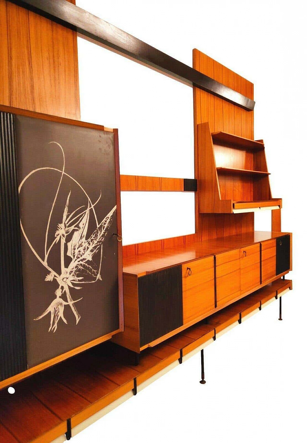 Bookcase with abstract decoration in the style of Osvaldo Borsani, 1960s 2
