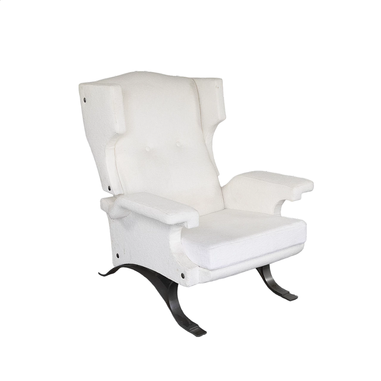 Armchair in white fabric and chrome-plated metal, 1960s 19