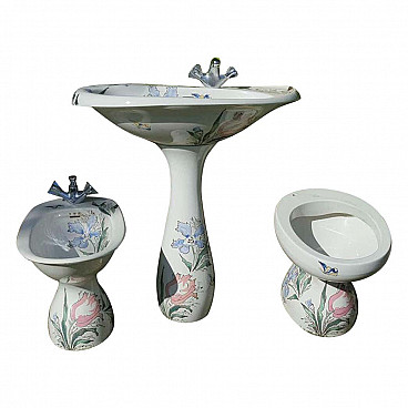 Torena ceramic washbasin, bidet and toilet by Antonia Campi for Ginori, 1959