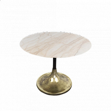 Table with marble top and brass base, 1950s