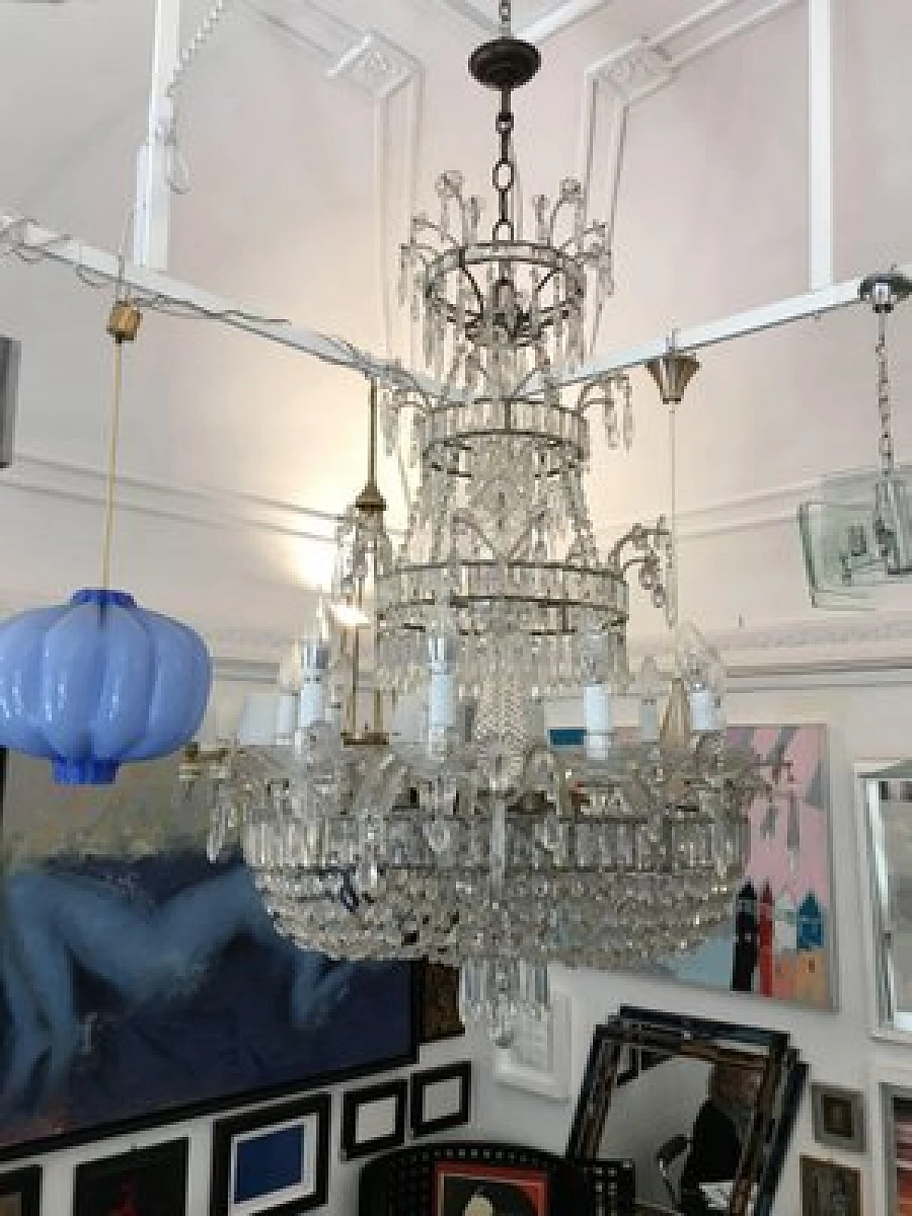 Twelve-light crystal chandelier, 1950s 2