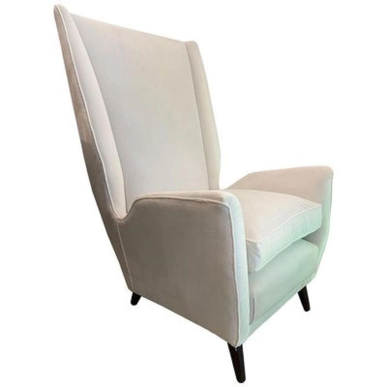Walnut and white fabric armchair by Gio Ponti for ISA Bergamo, 1950s 1