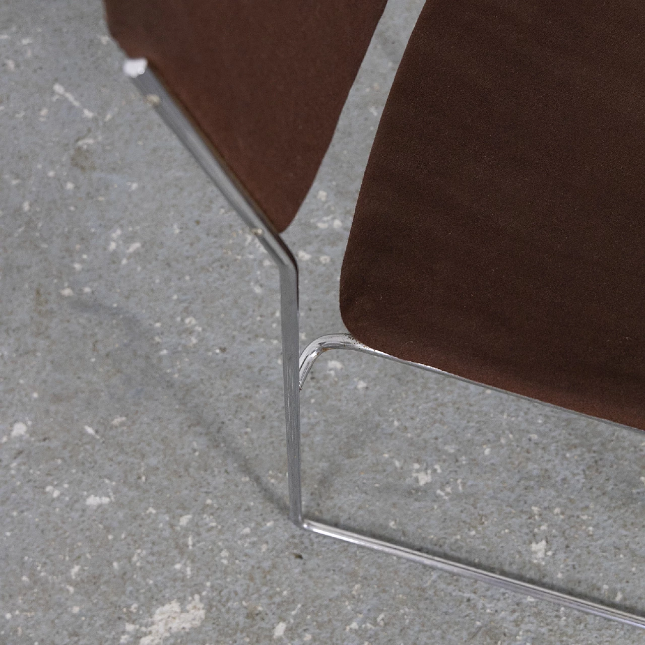 6 metal and fabric stacking chairs, 1970s 9