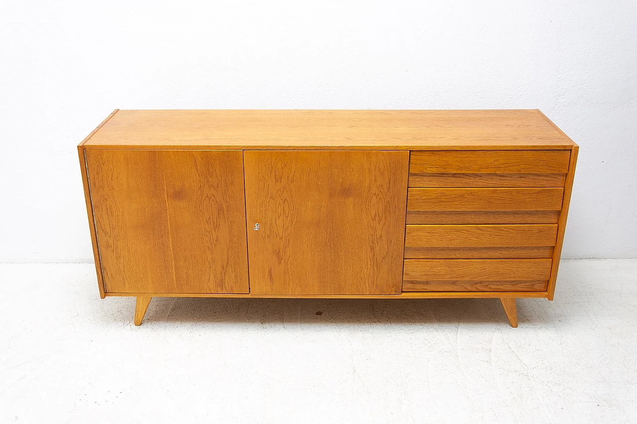 Beech U-458 sideboard by Jiri Jiroutek for Interier Praha, 1960s 17