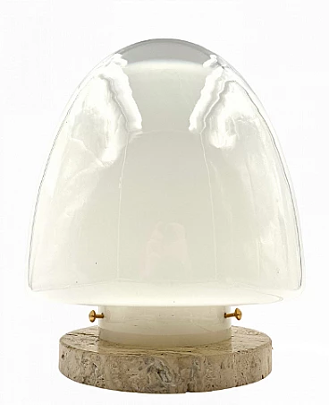 Travertine and glass table lamp by Giusto Toso for Leucos, 1970s